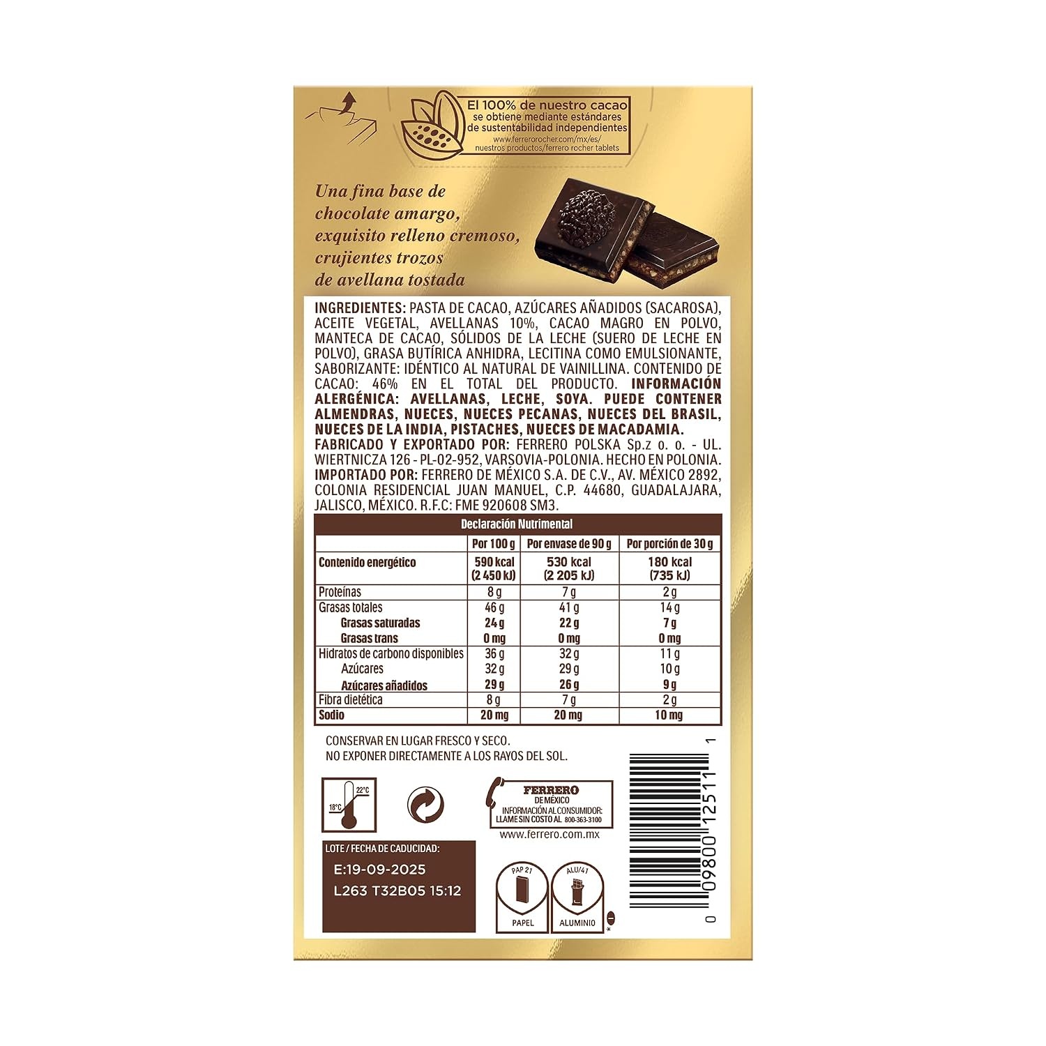image:imageFerrero Rocher 70 Dark Chocolate Candy Bars Cocoa Hazelnut Filling 8 Ct31 Ounce Pack of 16