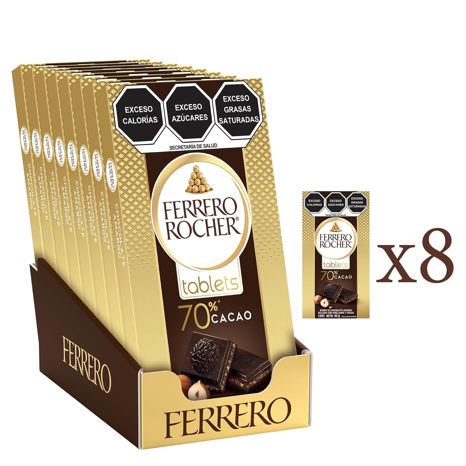 image:imageFerrero Rocher 70 Dark Chocolate Candy Bars Cocoa Hazelnut Filling 8 Ct31 Ounce Pack of 16