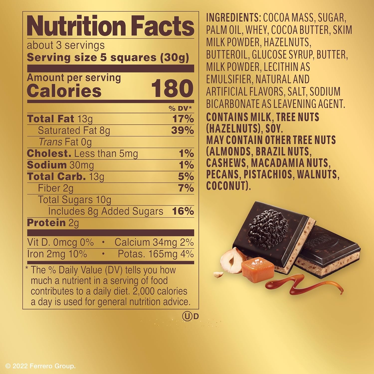 image:imageFerrero Rocher 70 Dark Chocolate Candy Bars Salted Caramel Hazelnut 8 Ct31 Ounce Pack of 8