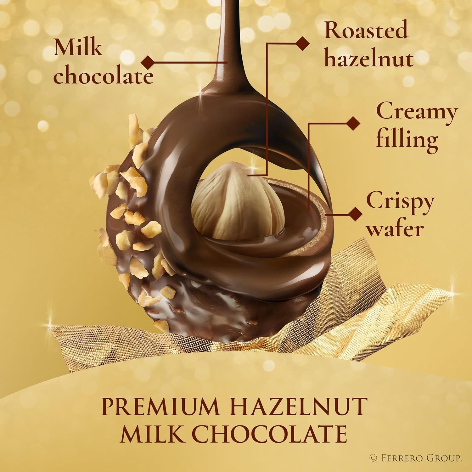 image:imageFerrero Rocher Chocolate Candy Hazelnut Milk Chocolates 42 Ct 185 oz42 Count