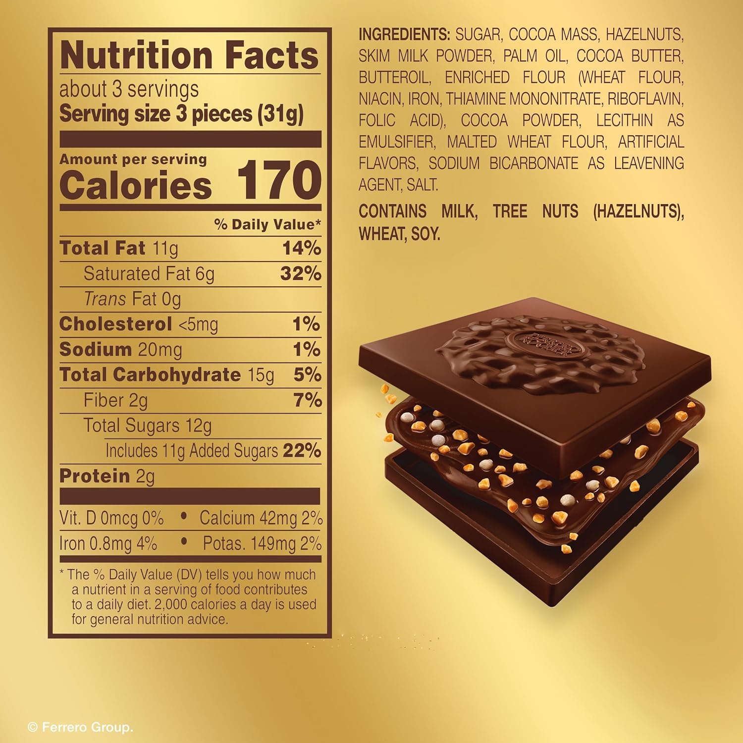 image:imageFerrero Rocher Dark Chocolate Hazelnut chocolate squares 37 oz37 Ounce Pack of 1