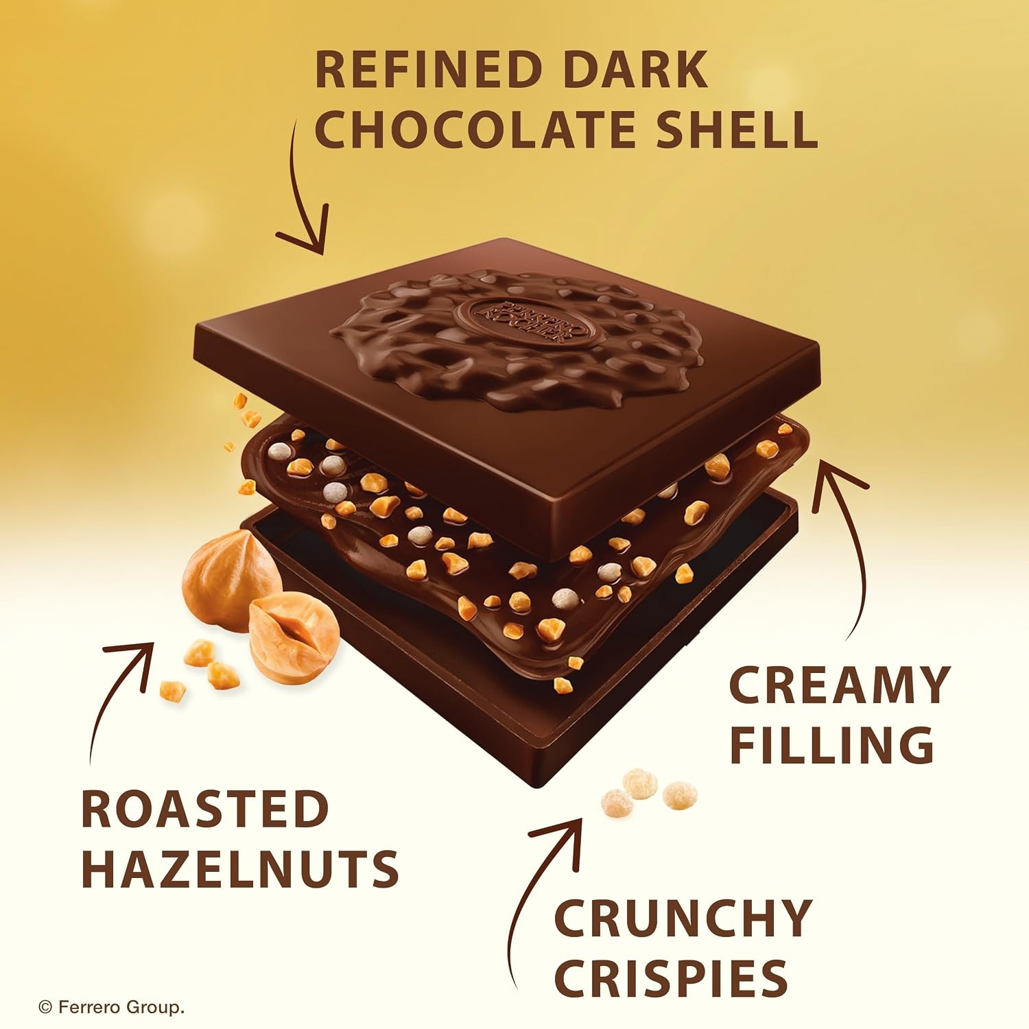 image:imageFerrero Rocher Dark Chocolate Hazelnut chocolate squares 37 oz37 Ounce Pack of 2