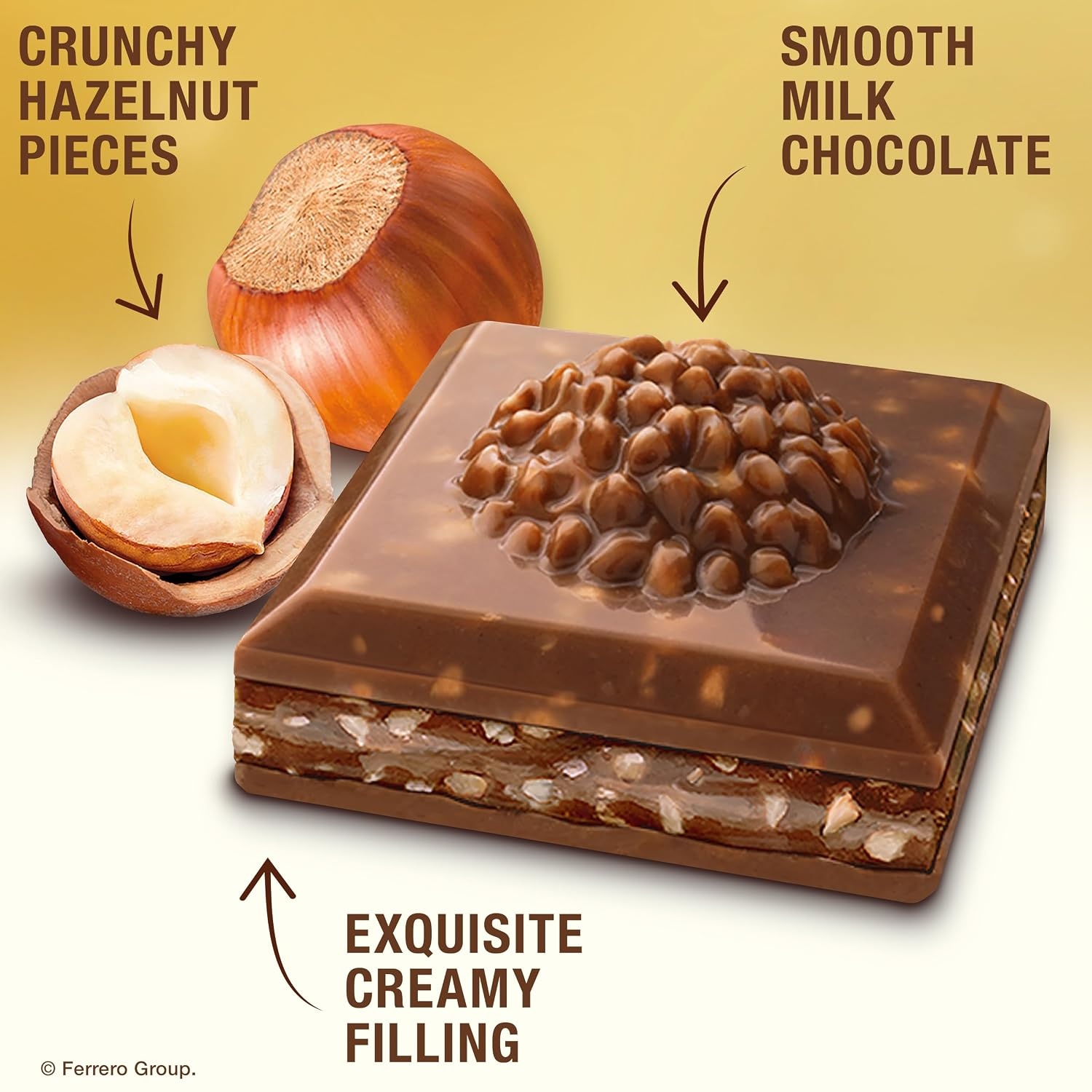 image:imageFerrero Rocher Milk chocolate bars Cocoa Hazelnut Filling 8 CtMilk Chocolate Hazelnut