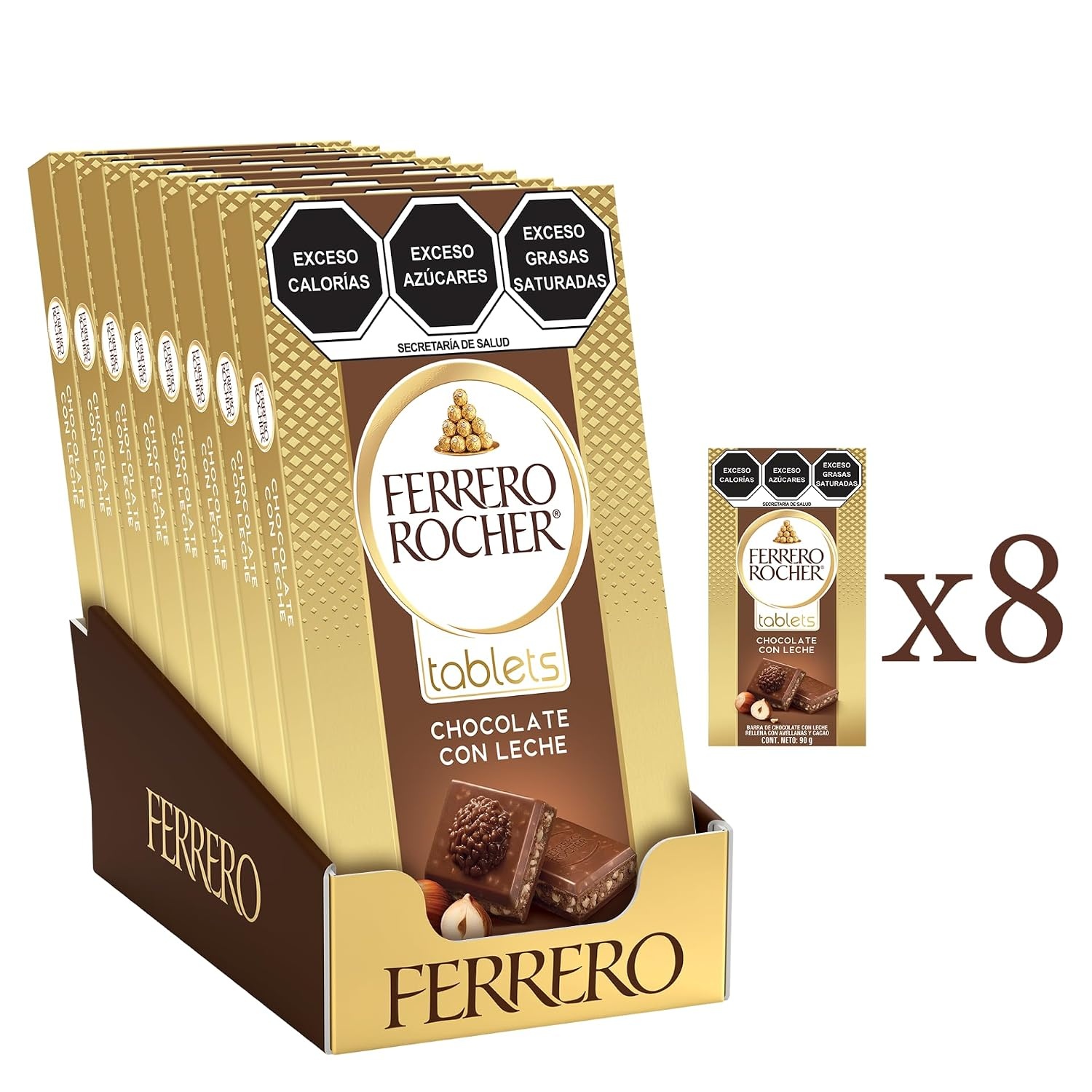 image:imageFerrero Rocher Milk chocolate bars Cocoa Hazelnut Filling 8 CtMilk Chocolate Hazelnut