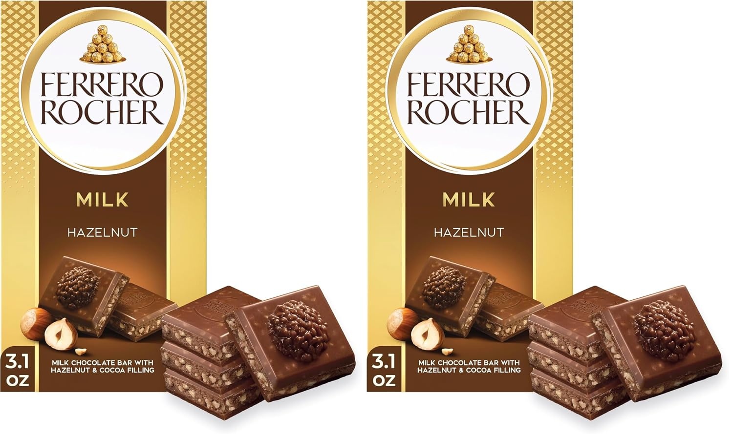 image:imageFerrero Rocher Milk chocolate bars Cocoa Hazelnut Filling 8 CtMilk Chocolate Hazelnut