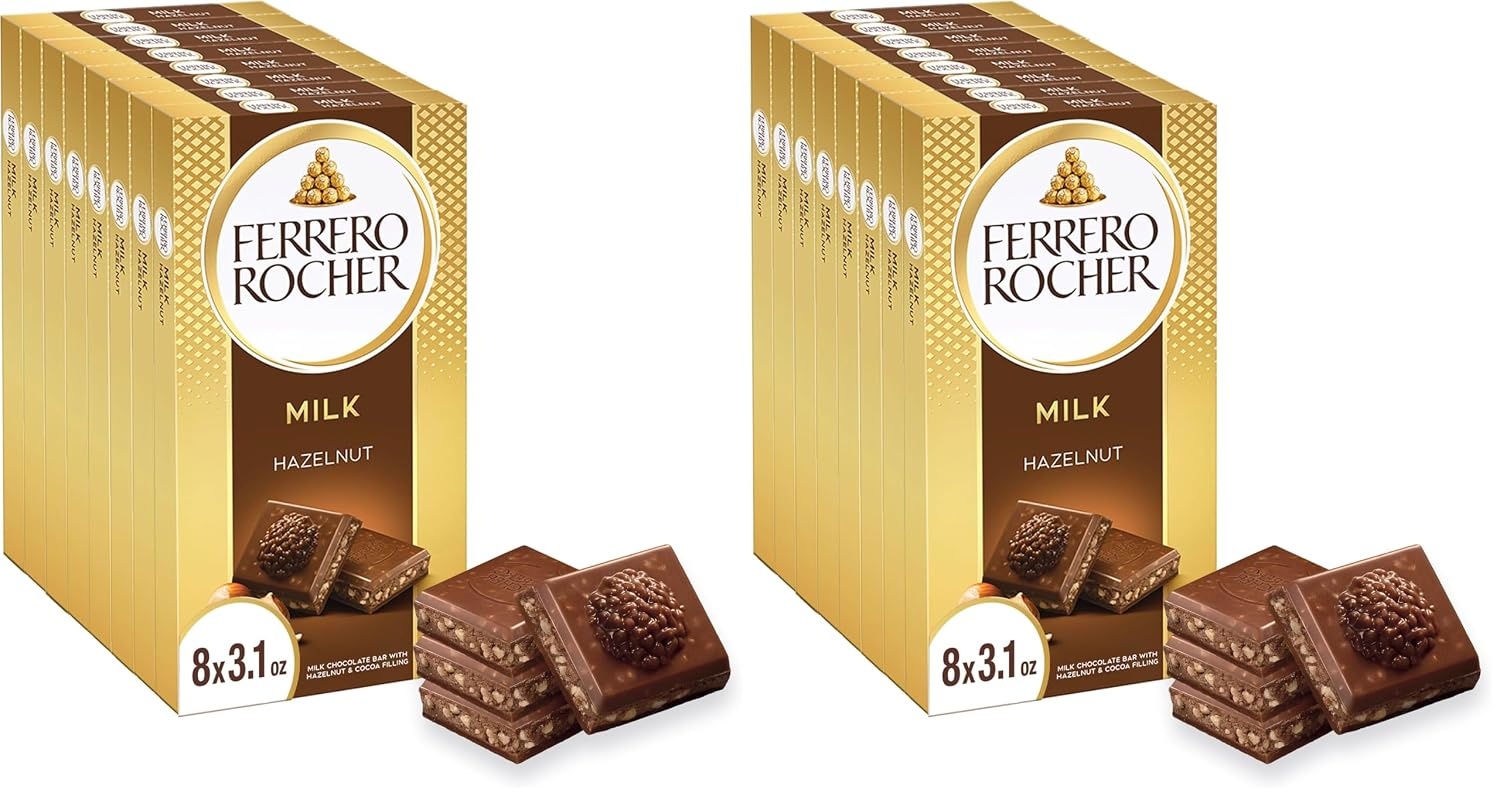 image:imageFerrero Rocher Milk chocolate bars Cocoa Hazelnut Filling 8 CtMilk Chocolate Hazelnut