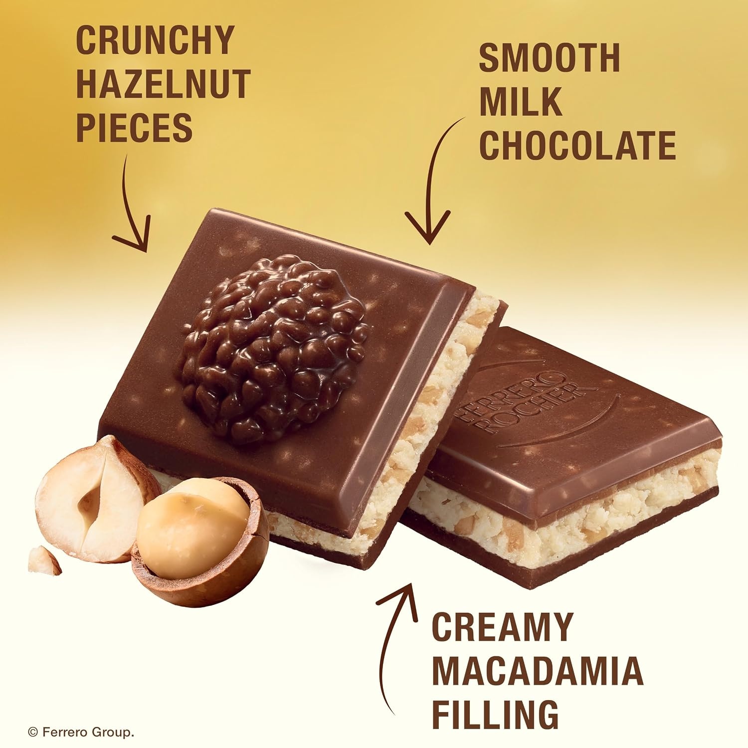 image:imageFerrero Rocher Milk chocolate bars Hazelnut Macadamia Filling 8 Ct31 Ounce Pack of 8