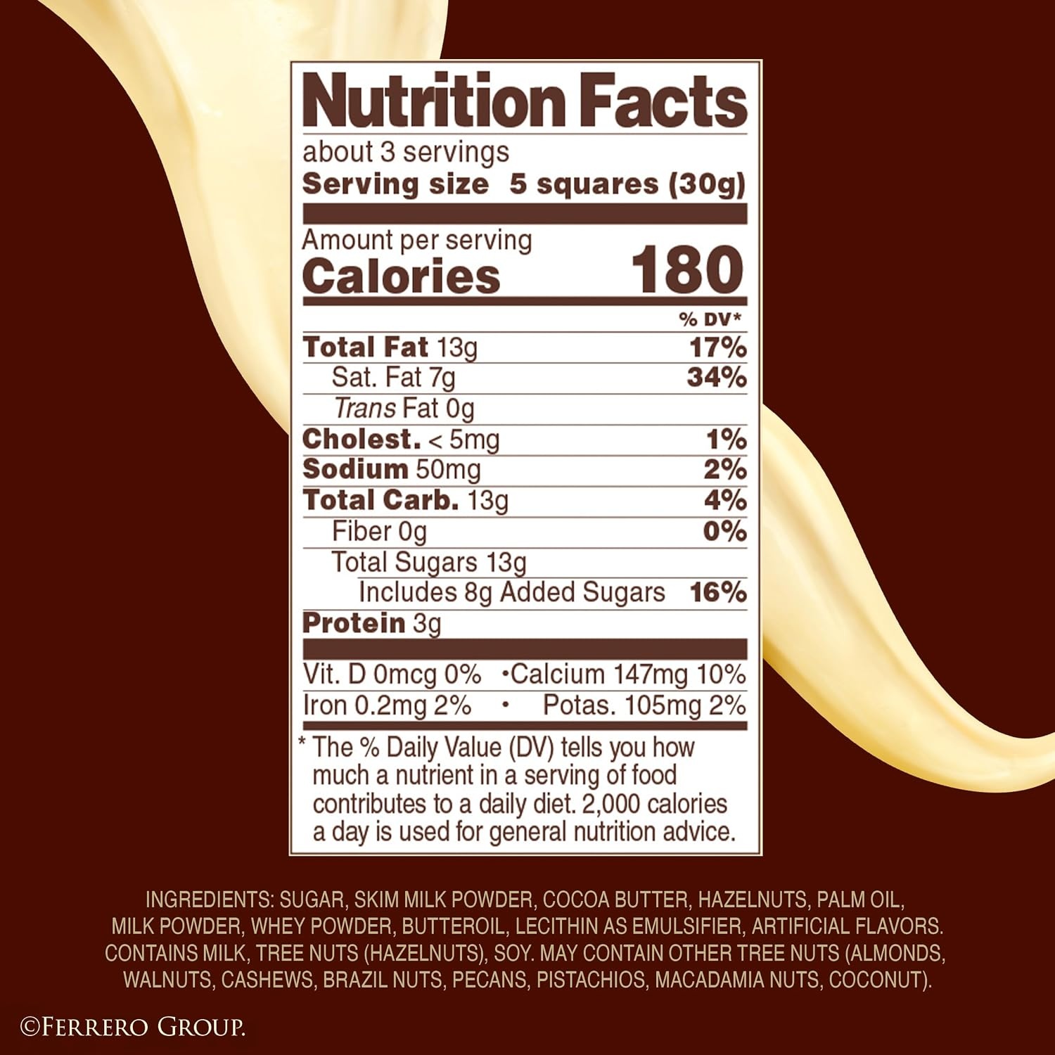 image:imageFerrero Rocher White chocolate bars Creamy Hazelnut Filling 8 Ct