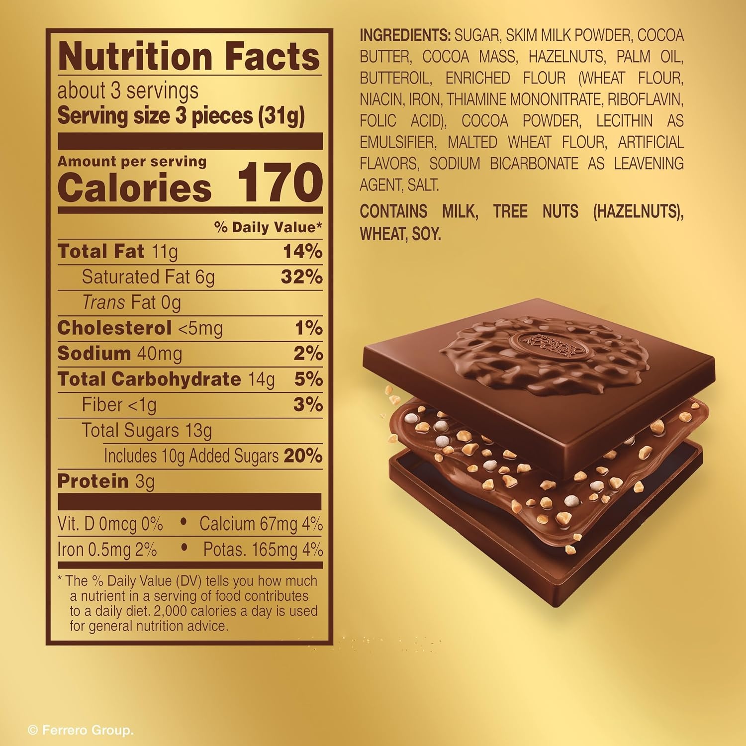 image:imageFerrero Rocher chocolate squares Assorted Chocolate Variety Pack 37 oz37 Ounce Pack of 1