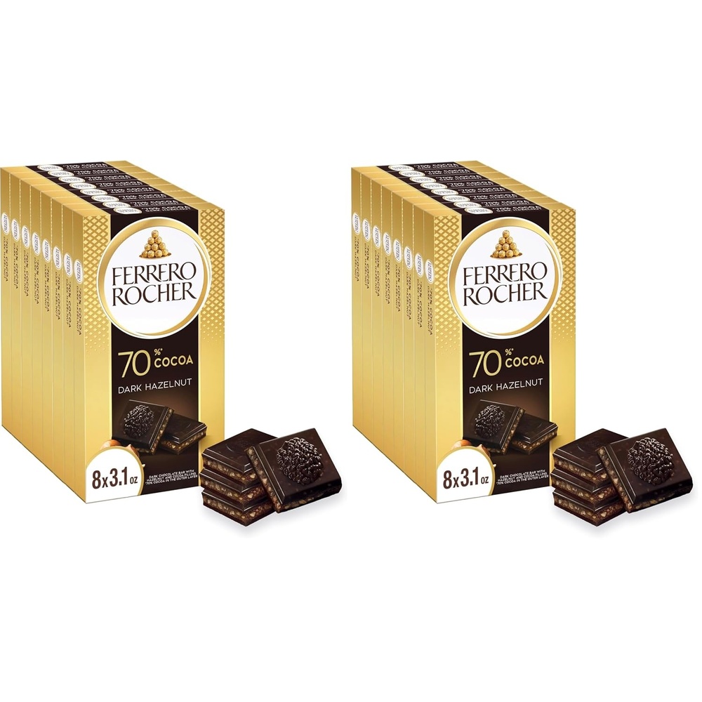 image:imageFerrero Rocher 70 Dark Chocolate Candy Bars Cocoa Hazelnut Filling 8 Ct31 Ounce Pack of 16