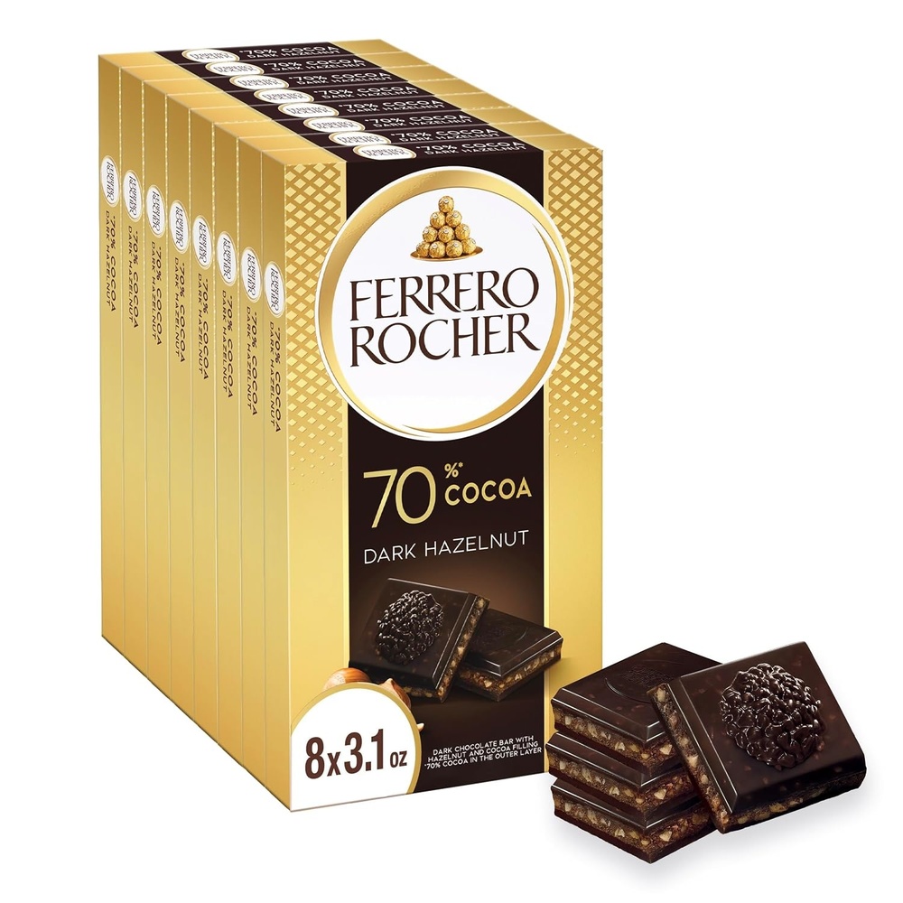 image:imageFerrero Rocher 70 Dark Chocolate Candy Bars Cocoa Hazelnut Filling 8 Ct31 Ounce Pack of 8