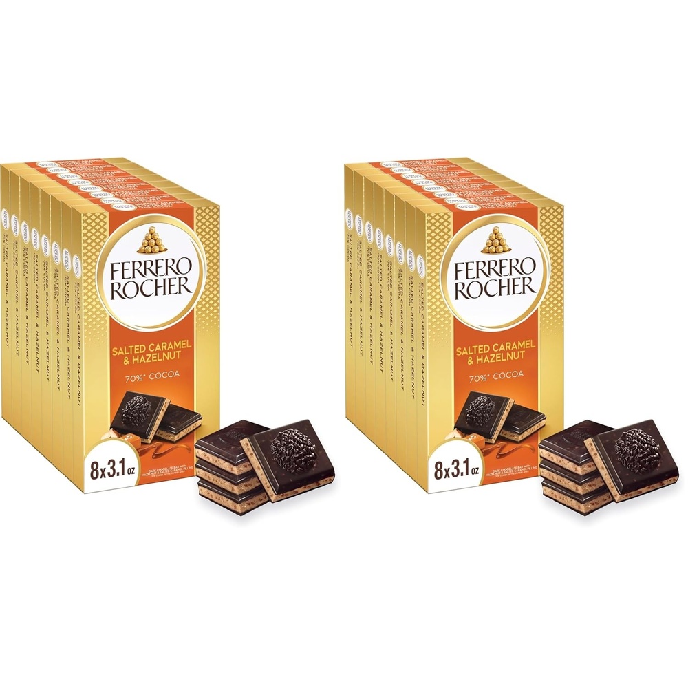 image:imageFerrero Rocher 70 Dark Chocolate Candy Bars Salted Caramel Hazelnut 8 Ct31 Ounce Pack of 16