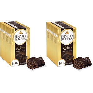 Ferrero Rocher 70% Dark Chocolate Candy Bars, Cocoa Hazelnut Filling, 8 Ct(3.1 Ounce (Pack of 16))