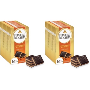 Ferrero Rocher 70% Dark Chocolate Candy Bars, Salted Caramel Hazelnut, 8 Ct(3.1 Ounce (Pack of 16))