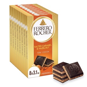 Ferrero Rocher 70% Dark Chocolate Candy Bars, Salted Caramel Hazelnut, 8 Ct(3.1 Ounce (Pack of 8))