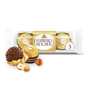 Ferrero Rocher Chocolate Candy, Hazelnut Milk Chocolates, 3 Ct, 1.3 oz(1.3 Ounce (Pack of 1))